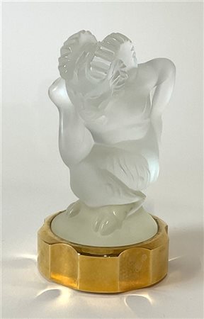 Lalique Tappo per radiatore in vetro pressato a forma di Fauno in base bronzo do