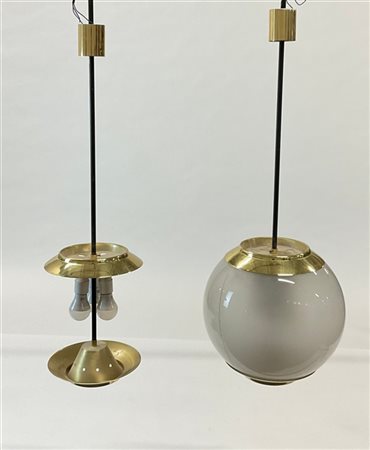 Luigi Caccia Dominioni Una lampada a sospensione e una struttura modello "LS2".