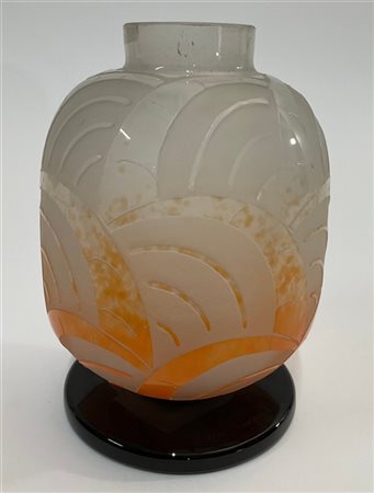 Charder - Le Verre Francais Vaso in vetro doppio inciso all'acido arancio e bian