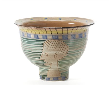 Alessio Tasca Vaso in ceramica smaltata e decorata in policromia e con profili i