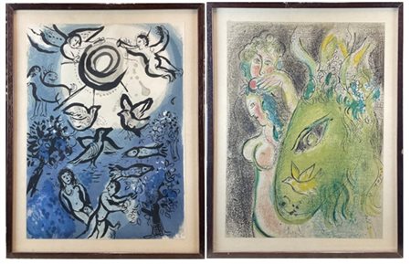 Marc Chagall "Dessins pour la Bible: 
Paradis
création" 1960
litografie a colori