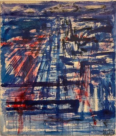 Firma indecifrata “Paesaggio alla finestra” 1986,
olio su tela
cm 140x120
firma