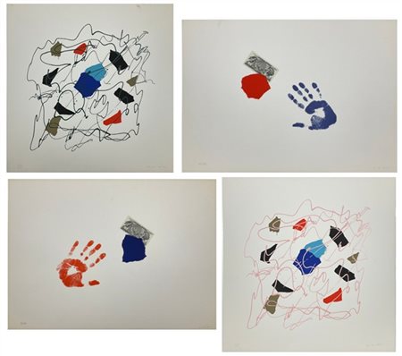 Giulio Turcato quattro litografie a colori di misure diverse
due cm 62x60; 
due
