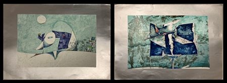 Gianni Dova Due serigrafie su carta argentata di soggetto diverso
cm 69,5x99
fir