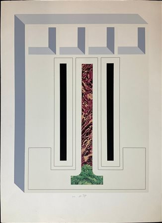 LUCIO DEL PEZZO "Architettura" 1984
serigrafia a colori - prova d'artista
cm 70x