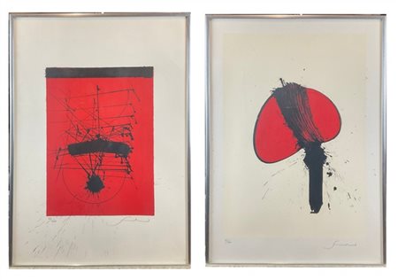 Emilio Scanavino "Cuore" e "Composizione rosso e nero" 1972
due litografie a col