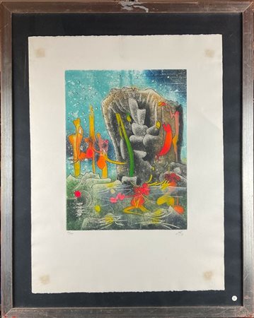 Roberto Matta "Ninphée" 1981
acquaforte e acquatinta a colori
(lastra cm 41,5x31