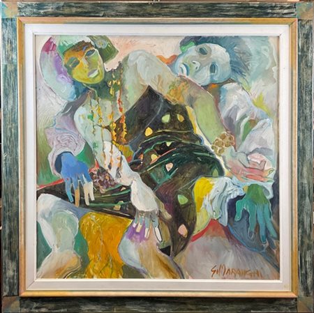 GIOVANNI MARANGHI "Sognando lei..." 
olio e tecnica mista su tela
cm 90x90
firma