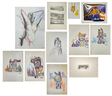 Lotto composto da grafiche e tecniche miste di autori, soggetti e misure divers