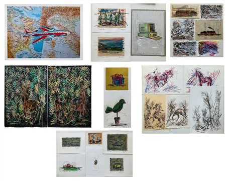 CORRADO BONOMI Lotto composto da numerose litografie e tecniche miste su carta d