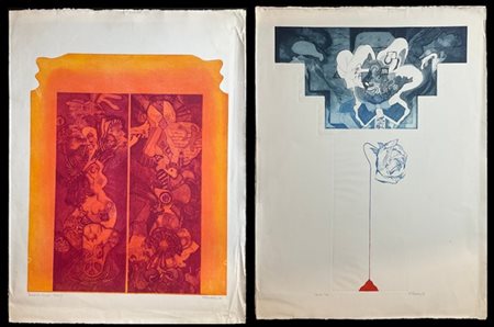 Stuart Berkeley "Inside the temple" e "Oh No!" 1967
due acqueforti e acquetinte
