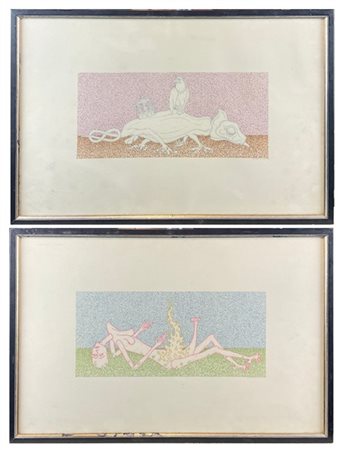 Giovanni Grasso Fravega Due tecniche miste su carta
fogli cm 34x52
firmati e dat