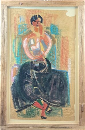 Emilio Notte "Figura femminile" 
pastelli su carta
cm 74x41
firmato in basso a d