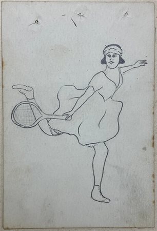 Scipione "La tennista" 
disegno a matita su carta
cm 13,5x9 (difetti)