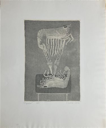 Nunzio Gulino "I giocolieri" 1958
acquaforte
(lastra cm 36x24,5; foglio cm 56x45