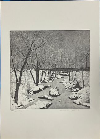 Federica Galli "Poca neve" 1976
Acquaforte
(lastra cm 39,5x40; foglio cm 69,5x49