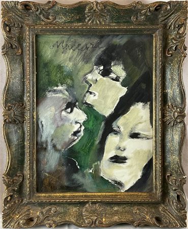Mino Maccari "Tre volti" 
olio su tela
cm 40x30
firmato in alto a sinistra. In c