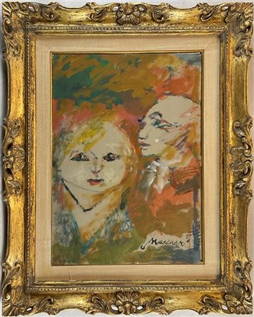 Mino Maccari "Lui e lei" 
olio su cartone
cm 50x35
firmato in basso a destra. In