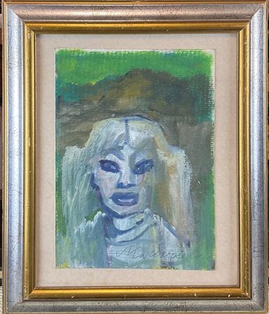 Mino Maccari "Incantatrice di provincia" 
olio su cartone
cm 27,5x20
firmato in