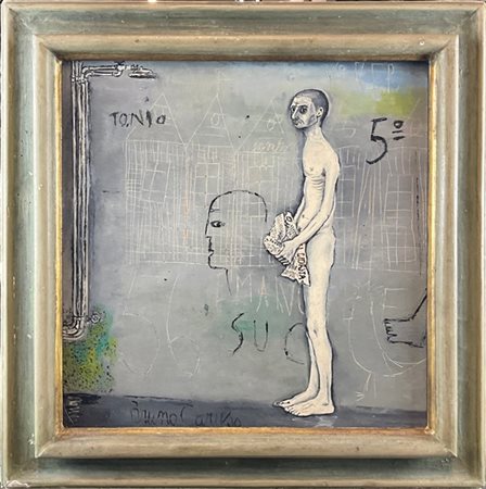 BRUNO CARUSO "Tonjo" 1956
olio e tecnica mista su compensato
cm 46x46
firmato in
