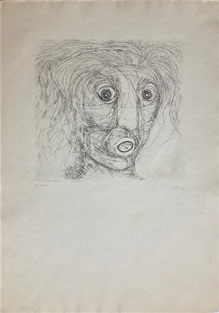 Enrico Baj "Donna urlante" 1952 - 1953
acquaforte - prova
(lastra cm 23x24,3; fo