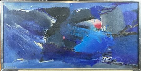 Paolo Schiavocampo "L'atterraggio (n. 4)" 1962
olio su tela
cm 35x69,5
firmato i