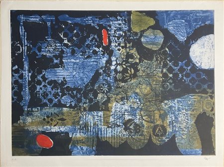 Antoni Clavé "Bleu rouge" 1969
acquaforte e acquatinta a colori - prova d'artist