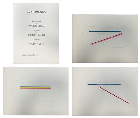 Angelo Verga "Matrimonio" 1977
cartella editoriale contenente sette serigrafie a