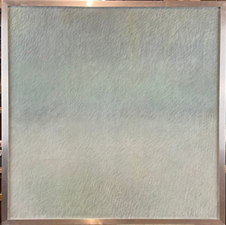 Firma indecifrata "Lontano" 1981olio su carta intelatacm 69,5x69,5firmato e