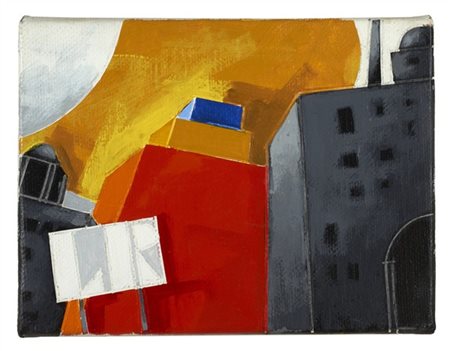 Emilio Tadini "Città italiana" 1988
acrilici su tela
cm 18x24
firmato e titolato