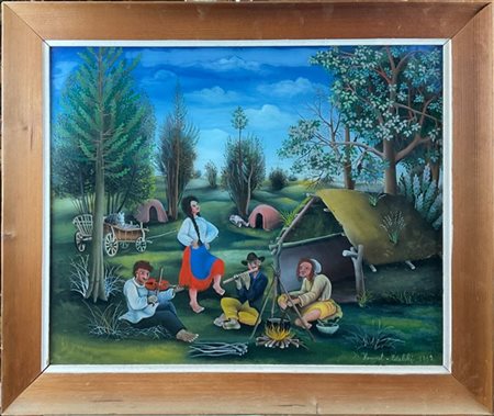 Josip Horvat "Senza titolo" 1969
tecnica mista su vetro
cm 48,5x59
firmato e dat