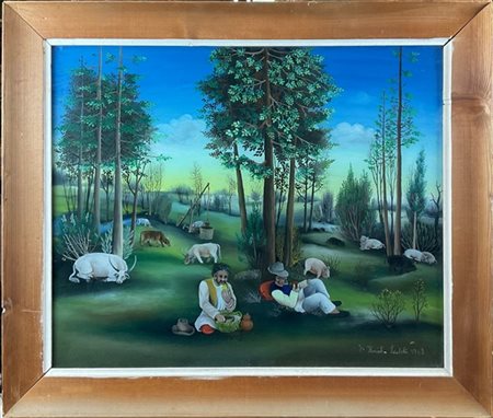 Josip Horvat "Senza titolo" 1969
tecnica mista su vetro
cm 48,5x58,5
firmato e d