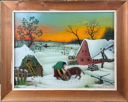 Ivan Vecenaj "Senza titolo" 1969
tecnica mista su vetro
cm 44x56
firmato, iscrit