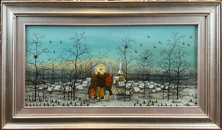 Ivan Lackovic "Senza titolo" 
olio su vetro
cm 39x83
firmato in basso a destra.