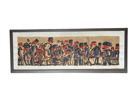 Franz Borghese (1941 - 2005) 
Senza Titolo 
litografia su carta. 35 x 100 cm