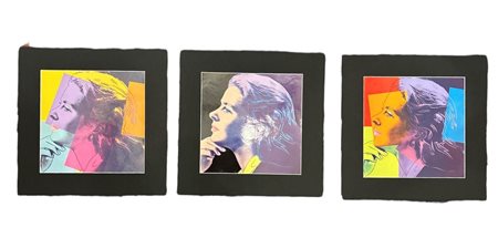 Andy Warhol (1928 - 1987) 
Ingrid Bergman herself - tre stampe offset 1983
stampa offset a colori su cartoncino lucido 21 x 21 cm