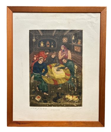 Arik Brauer (1929 - 2021) 
Selbsthilfe 1977 - 1978
acquatinta a colori 34,5 x 23,7 cm (lastra)