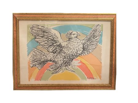 Pablo Picasso (da) (1881 - 1973) 
Colombe volant à l'Arc en Ciel 1952 e succ.
stampa offset 48 x 68 cm