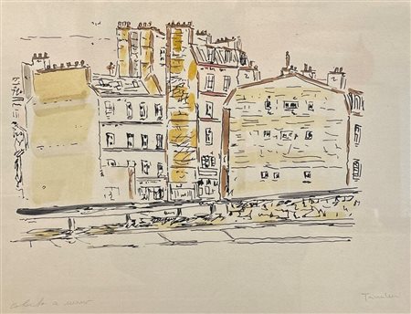 Orfeo Tamburi (1910 - 1994) 
Scorcio di Parigi 
incisione su carta 49 x 69 cm