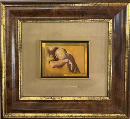 Dino Decca - Giancarlo Vitali (1928 - 2018) , (1935 - 2005) 
Tre incisioni su lastre d'oro 750 Kt 
incisione su lastra dorata 10 x 5 cm; 7,5 x 10 cm