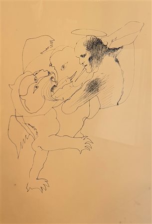 Ugo  Attardi (1923 - 2006) 
Lotta con il drago 1978
litografia 58 x 40 cm