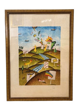 Giuliano Ghelli (1944 - 2014) 
La raggiunse seguendo segnali irresistibili 
litografia 70 x 50 cm