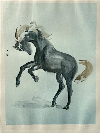 Aldo Pagliacci (1913 - 1991) 
Cavallo rampante 
litografia lastra 53 x 41,5 cm
