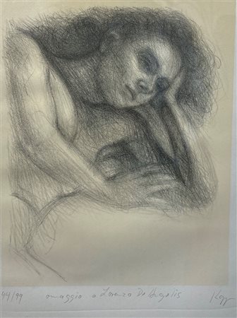 Dieter Kopp (1939 - 2022) 
Figura femminile distesa 
incisione su carta 34 x 25 cm lastra