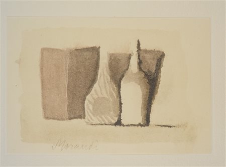 Giorgio Morandi (1890 - 1964) 
Natura morta 1959 1973
fotolitografia a colori su carta fatta a mano di cotone spesso 480 x 380 mm