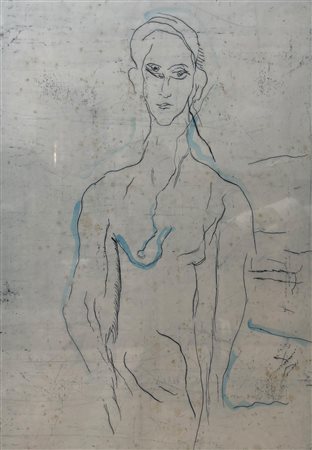 Ernesto  Treccani (Milano , 1920 - 2009) 
Figura maschile 
litografia con cornice 105 x 75 cm