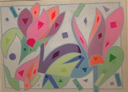 Salvatore Attanasio Avitabile (1972 - ) 
Ciclamini 3 
vinilico su cartoncino cotone 30 x 40 cm