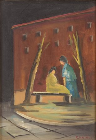 Renato Natali (1883 - 1979) 
Donnine 
Olio su tavola 52 x 36 cm