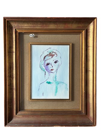 Ernesto  Treccani (Milano , 1920 - 2009) 
Fanciullo 
tecnica mista su tela 34,5 x 35 cm