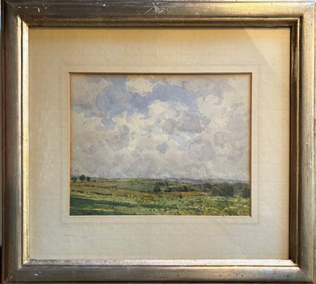 George Houston (1869 - 1947) 
Paesaggio campestre 
acquarello su carta 22,5 x 29 cm